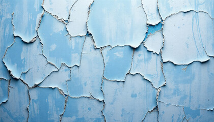 Obraz premium Cracked paint texture background in layers of blue, highlighting the beauty of weathered surfaces and artistic decay