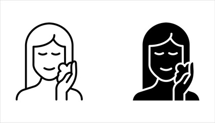 Skincare icon set. using cleansing wipe and other cosmetic products. Beauty and hygiene concept on white background