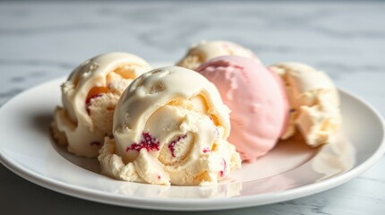 Indulging in creamy cherry swirl ice cream delights on a warm summer afternoon
