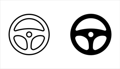 Steering wheel icon set, Car wheel vector icon, Car automobile steering wheels on white background