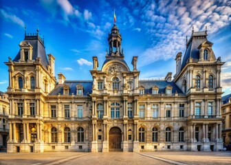 Obraz premium Parisian Courthouse Exterior, Classic French Architecture, Justice Building, Landmark, Cityscape