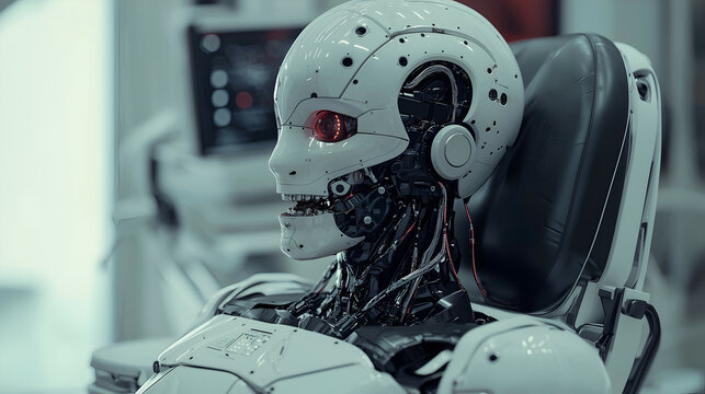 Futuristic Android Close-Up: Advanced Robotics and Artificial Intelligence in High-Tech Design - Powered by Adobe