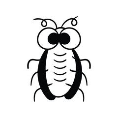 Cockroach glyph doodle icon with white background vector stock illustration