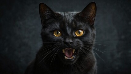 A scary cat expression, with bared fangs.