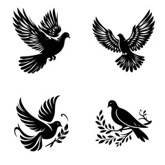 Fototapeta premium Set of Vector Birds in Flight with Various Species and Silhouettes for Tattoo and Design
