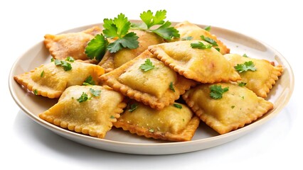 Fototapeta premium Fried Swabian Ravioli on a White Background