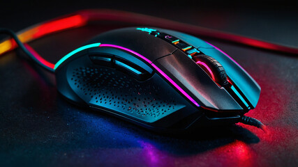 computer mouse on a red background