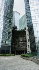 Obraz premium View of modern business skyscrapers glass and sky view landscape of commercial building in central city Singapore
