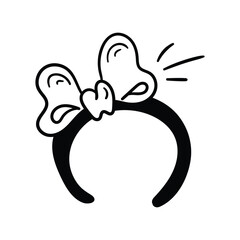 Hair Band glyph doodle icon with white background vector stock illustration