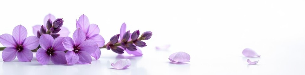 Delicate purple lavender blooms, isolated on pure white background , photo, spring