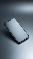 Sleek modern smartphone resting on a smooth gray surface capturing the essence of contemporary technology and minimalistic design
