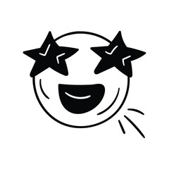 Star Eyes glyph doodle icon with white background vector stock illustration