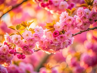 Obraz premium Pink Flower Tree Bokeh, Spring Blossom, Nature Photography, Soft Focus, Floral Background