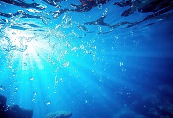 Naklejka premium Shimmering, abstract underwater scene with textured, glittery overlay, vibrant, luminous