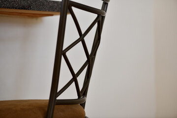 Modern Metal Chair with Geometric Crisscross Backrest