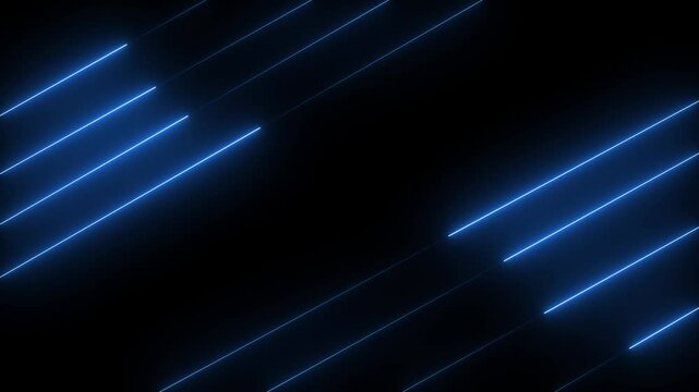 Abstract neon line seamless 3d lines background. bule  color animation fluorescent ultraviolet light glowing neon strokes. 