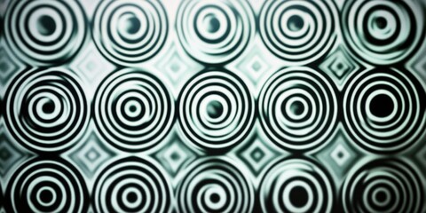 Abstract pattern of concentric circles and diamonds in monochrome design