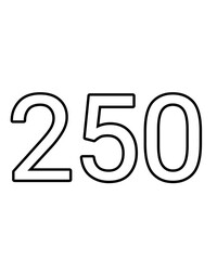 Black and white color numbers 250