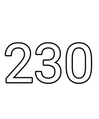 Black and white color numbers 230