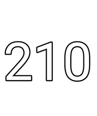 Black and white color numbers 210