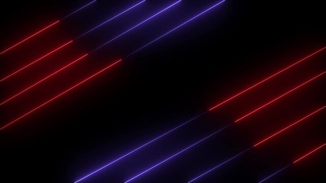 Abstract neon line seamless 3d lines background. bule - red  color animation fluorescent ultraviolet light glowing neon strokes. 