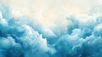 Fototapeta premium Serene blue sky, fluffy cloudscape