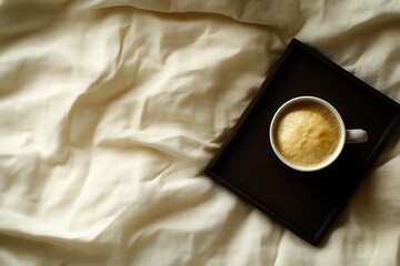 Warm Morning Coffee on a Wooden Tray