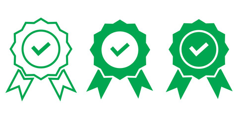 Verified badge icon tick symbol vector approved check mark icon. Set of Verified badge symbol collection. Profile verified badge. Guaranteed signs. Vector. Green Certificate badge Quality certify icon