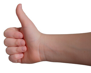 Hand making a positive gesture in bright light