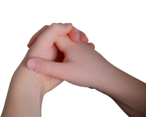 Hands interlocked in a tender moment of connection and support