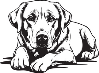 Labrador Retriever Vector Outline Dog Breed Clipart