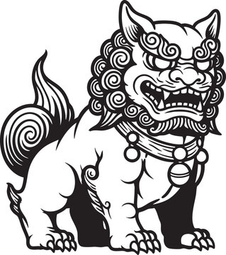 Komainu LionDog Guardian Vector Illustration