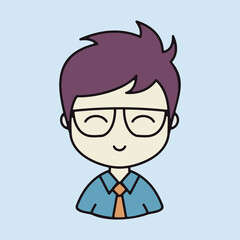 Man character face avatar in glasses vector icon