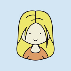 Woman girl with long straight hair vector icon