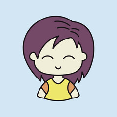 Beautiful young woman with short hair vector icon