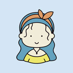 Woman girl with long straight hair vector icon