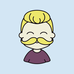 Man boy with mustache avatar vector icon