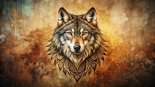 Raw Tribal Wolf Symbol: Minimalist Artistic Wildlife Design