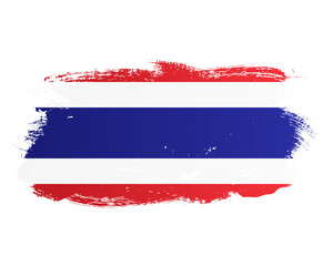Ink paint brush Thailand flag png transparent background. Thai grunge texture painted flag
