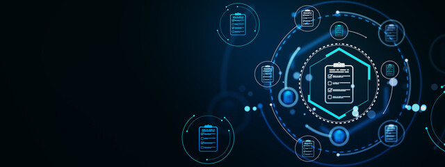 Digital document management system with futuristic interface. 3D Rendering