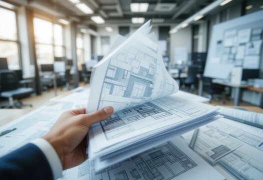 architect working on blueprints