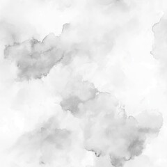 Soft gray watercolor clouds seamless pattern on white background