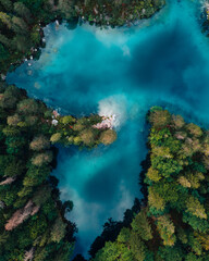 Fototapeta premium Eibsee in bavaria by drone - the caribbean of bavaria
