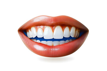 Beautiful Smile With Healthy Teeth, Lips isolated on white background