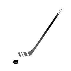 Hockey sticks and puck isolated on black background. Flat Icon. Sports Vector illustration