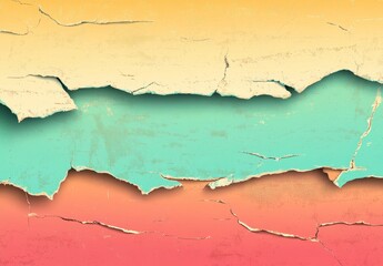 Obraz premium Torn edges and a faded tricolor paper texture with a grunge effect serve as a unique wallpaper and design element