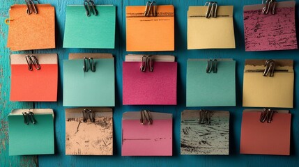 A blue background features an arrangement of colorful sticky notes, great for staying organized and reminded
