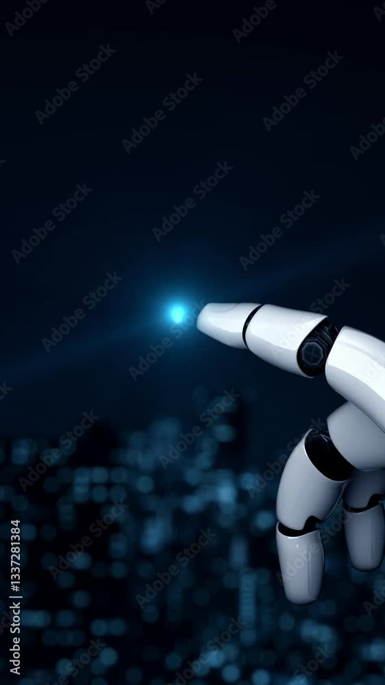 Poster futuristic robot artificial intelligence enlightening ai technology development and machine learning