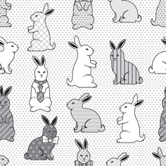 Seamless vector bunnies pattern background
