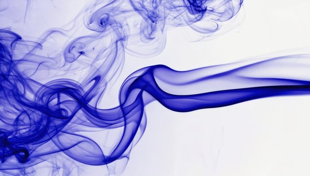 Fototapeta Elegant swirls of deep blue purple ink disperse against a bright white background, creating a mesmerizing abstract effect. The fluid movement represents creativity, motion, and artistic expression.